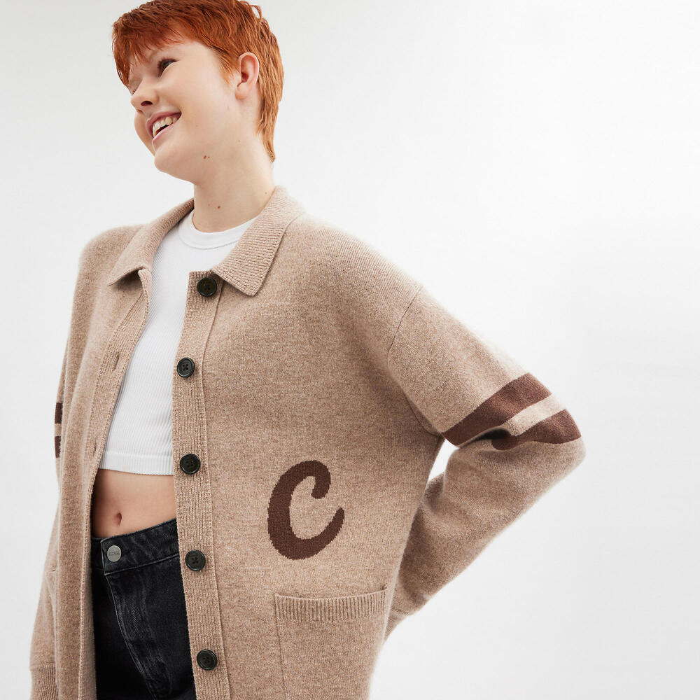 COACH Signature Script Cardigan- Oversized- Small - Picture 3 of 7